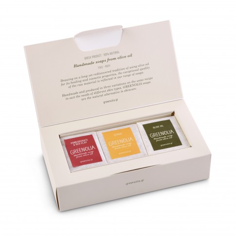 Coffret cadeau savons à l'huile d'olive Greenolia à l'huile d'olive grecque, petit format Coffret cadeau savons à l'huile d'olive Greenolia à l'huile d'olive grecque, petit format