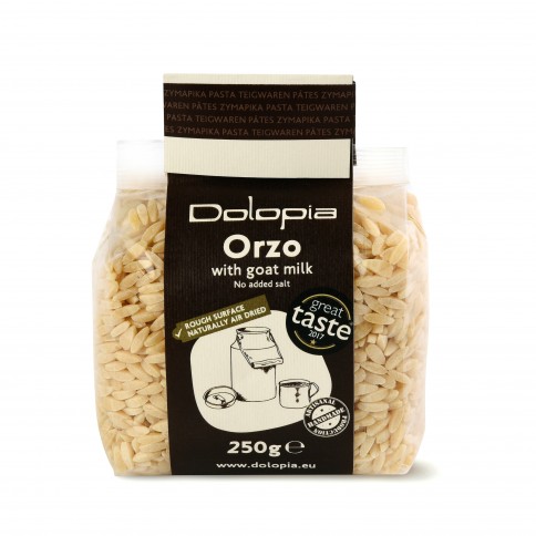 Kritharaki (orzo) with goat milk 250g DOLOPIA, front view