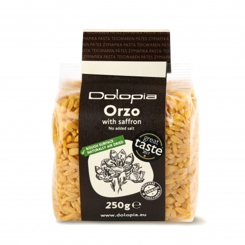 Kritharaki grecs au safran, 360g, vue de face Kritharaki grecs au safran, 360g, vue de face