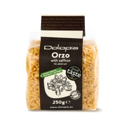 Kritharaki (orzo) vegan with saffron 500g DOLOPIA, front view