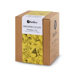 Parfum d'intérieur stimulant aux huiles essentielles et huile d'olive grecque bio, vue de la boîte