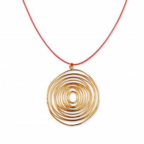 Pendentif plaqué or 24K Cyclope fabriqué en Grèce, collier rouge, détail