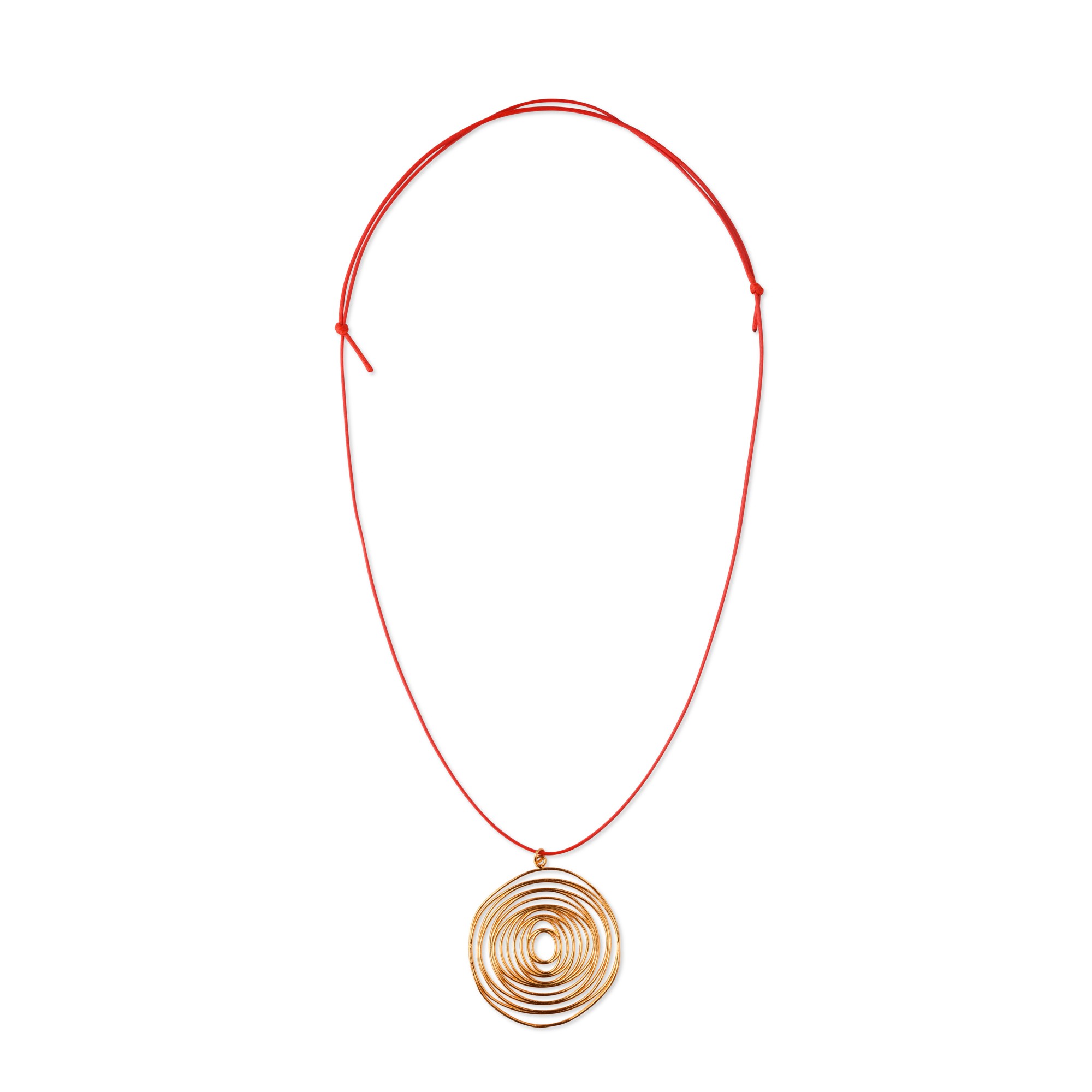 Pendentif plaqué or 24K Cyclope fabriqué en Grèce, collier rouge, vue de face