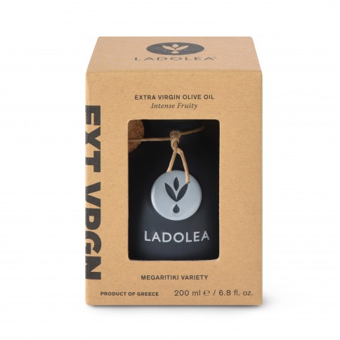 Extra Virgin Olive Oil Megaritiki 200ml Ladolea terracotta amphora front view in its packaging