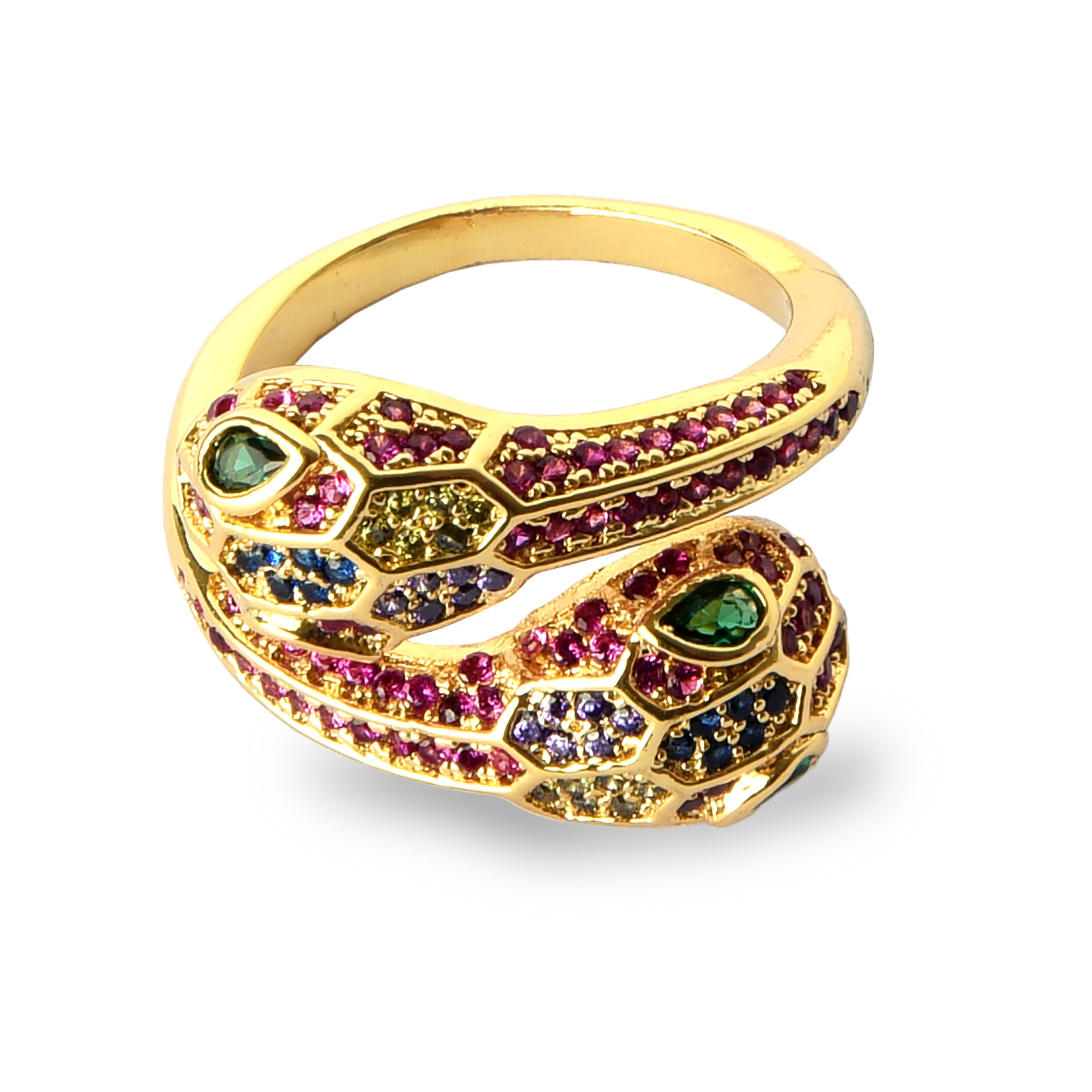 Bague Gorgo dorée POUPADOU, vu de face