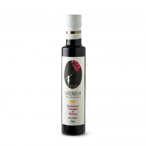 Premium Balsamic vinegar with honey 250ml GREENOLIA, front view