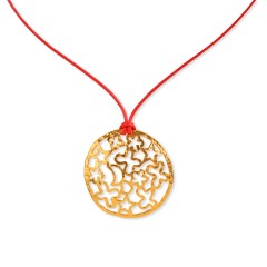 Pendant Santorini gold plated red POUPADOU, front view