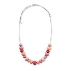 Sifnos necklace with ceramic beads multi pink Poupadou, front view