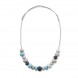 Sifnos necklace with ceramic beads multi grey Poupadou, front view