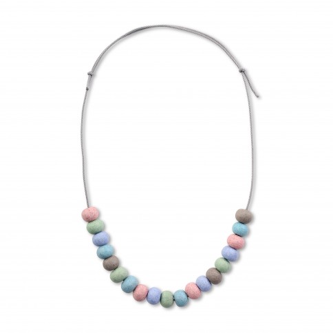 Sifnos necklace with ceramic beads multi pastel Poupadou, front view