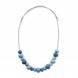 Collier Sifnos avec des perles céramiques multi bleu Poupadou, vu de face