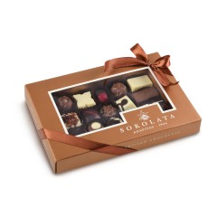 Assortiment de chocolats et pralinés, Sokolata Agapitos, vu de face