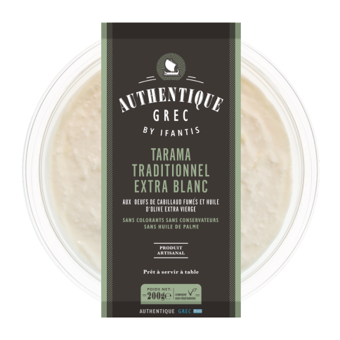 Tarama traditional extra white, ready to eat 200g Authentique grec, front view