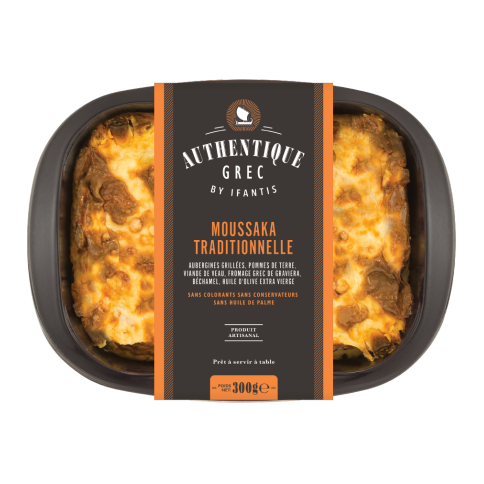 Moussaka Traditionnelle, plat artisanal 300g Authentique Grec, vue de face