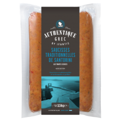 Saucisses traditionnelles de Santorini aux tomates séchées 350g Authentique Grec, vue de face