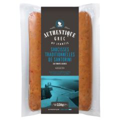Traditional Santorini sausages with sundried tomatoes 350g Authentique Grec, front view