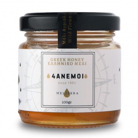 Μέλι αγριολούλουδων 4ΑΝΕΜΟΙ Melicera βάζο 100g μπροστινή όψη Μέλι αγριολούλουδων 4ΑΝΕΜΟΙ Melicera βάζο 100g μπροστινή όψη