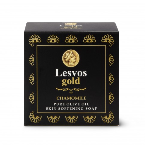 Pure olive oil soap chamomile fragrance 150g LESVOS GOLD front view box