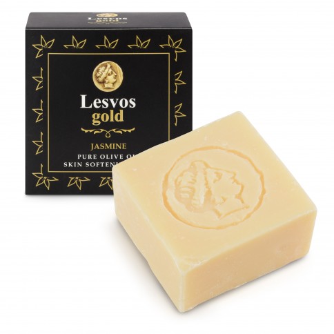 Pure olive oil soap jasmine fragrance 150g LESVOS GOLD, box and soap