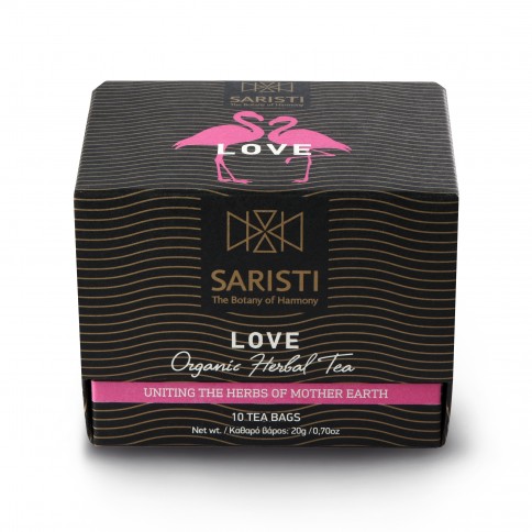 Infusion bio Amour Saristi, boîte de 10 sachets, vue de face