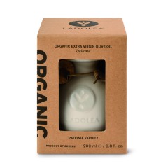 Organic Extra Virgin Olive Oil Patrinia 200ml Ladolea terracotta amphora front view in its packaging