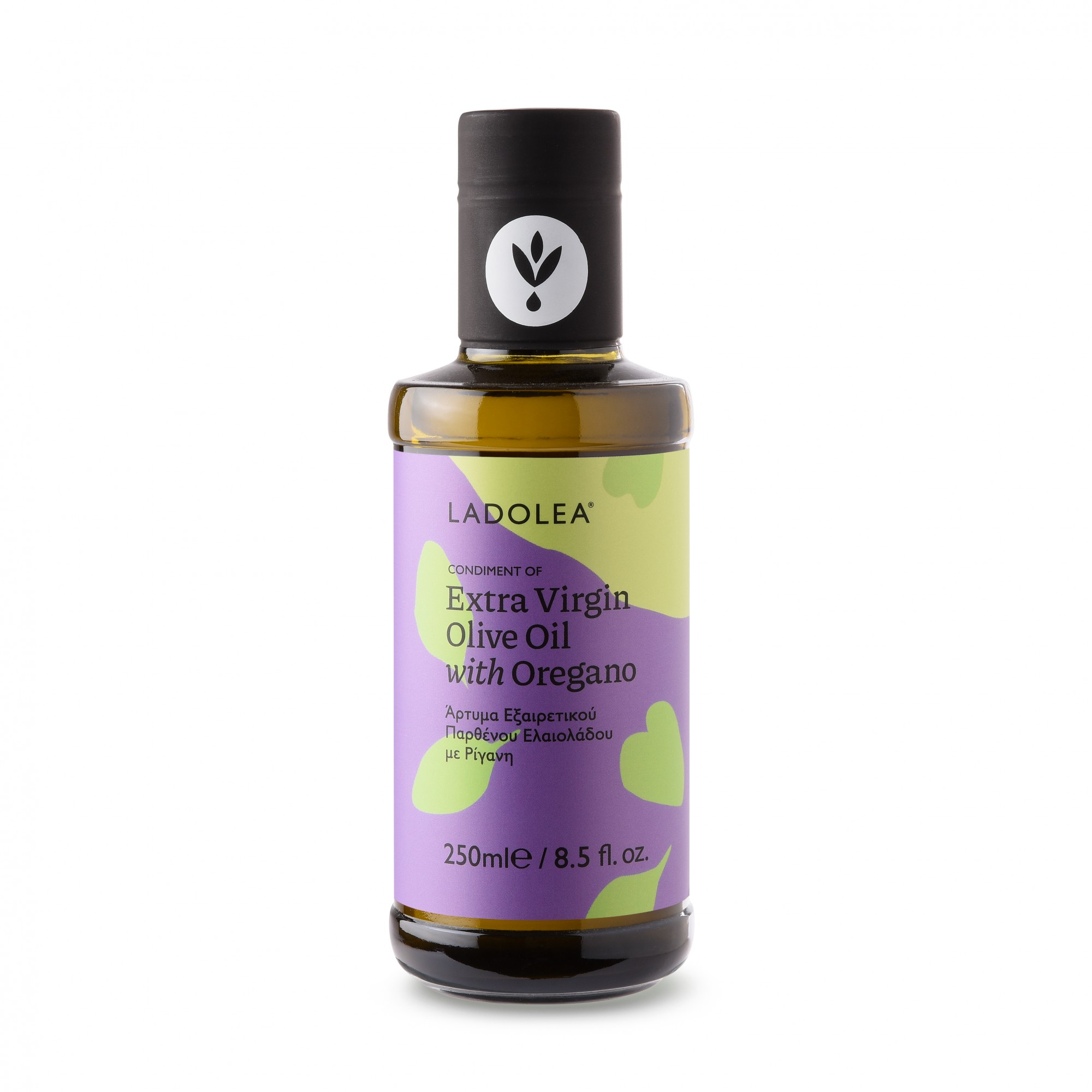 Huile d'olive extra vierge à l'origan 200ml Ladolea, vue de face