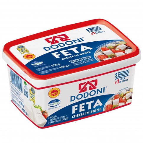 Feta PDO in brine 400g DODONI, side view