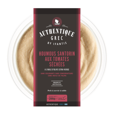 Santorini hummus with sun-dried tomatoes, ready to taste 200g Authentique Grec, front view