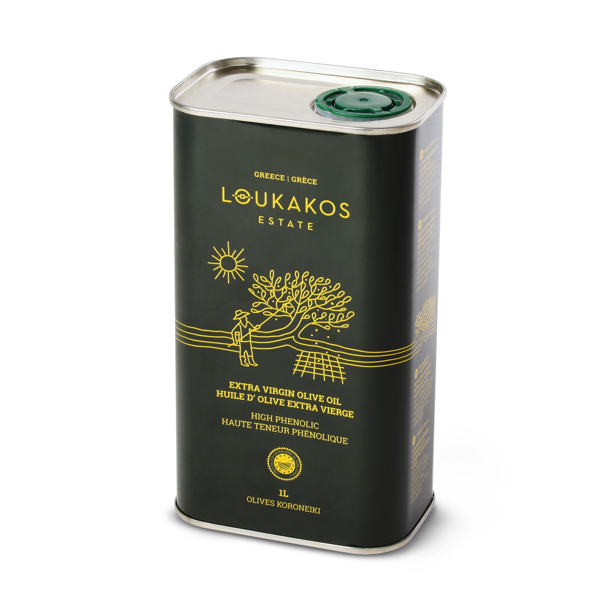 Extra virgin olive oil Koroneiki of Lakonia PGI can 75cl, front view