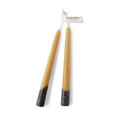 Natural Dining beeswax candles (Set of 2) natural yellow-honey with a black finish MELICERA, front view