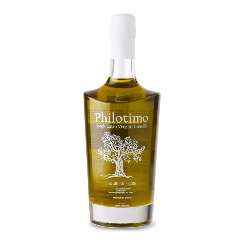 Huile d'olive extra vierge "Koroneiki" 500ml Philotimo bouteille vue de face