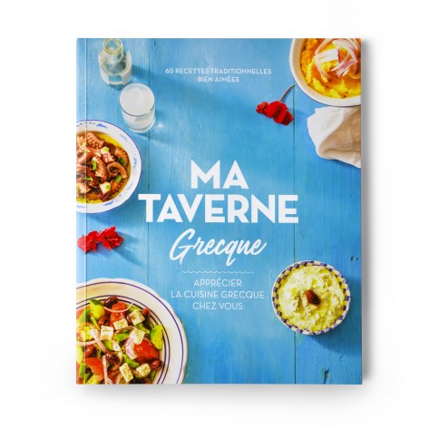 Photo de la couverture du livre de recettes grecques authentiques "Ma Taverne Grecque"