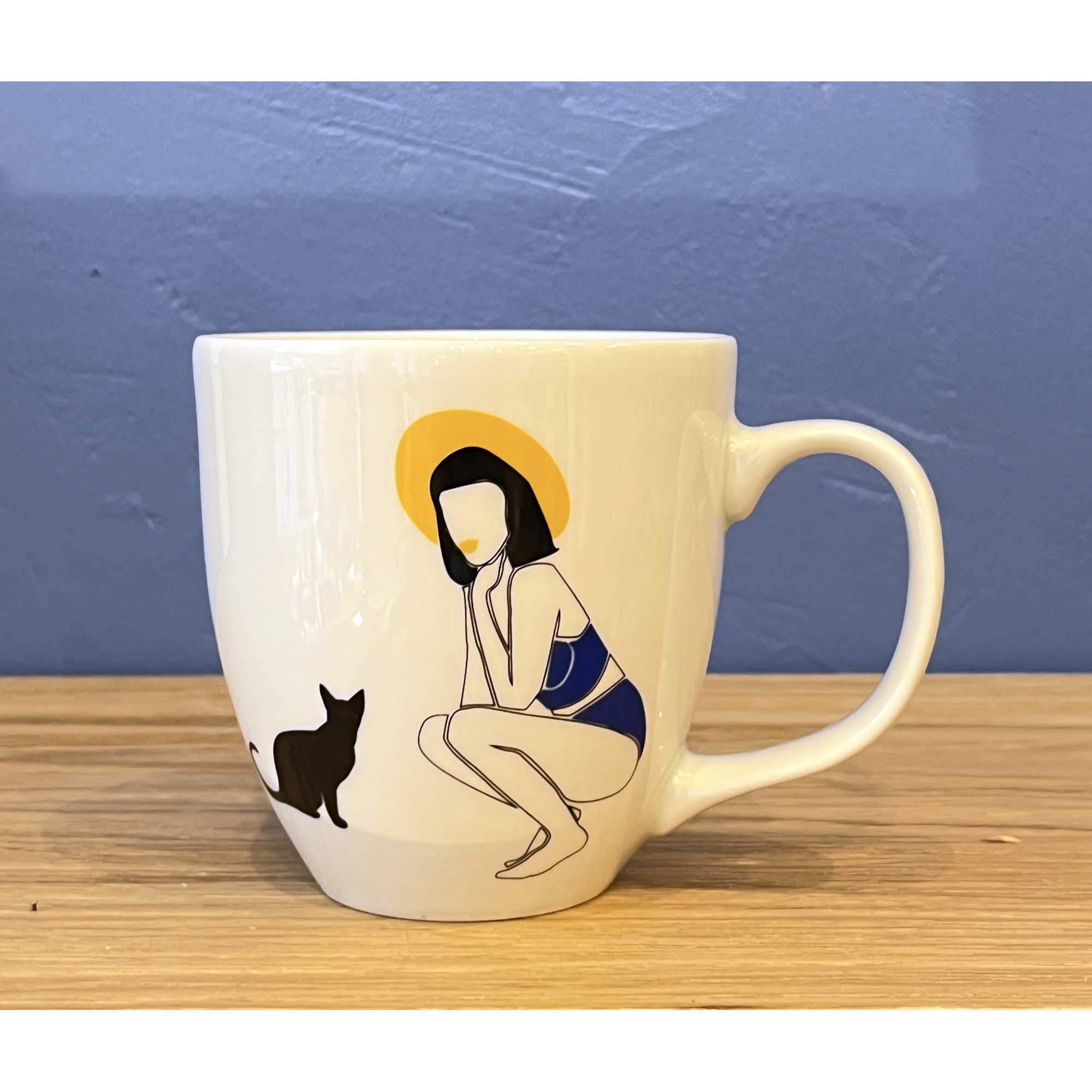 Regular Mug of fine porcelain 410ml Cat&Girl AFP, front view