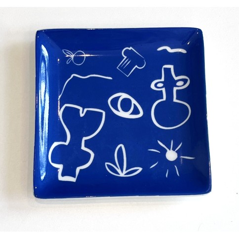 Assiette carrée en porcelaine 12 x 12 cm Icons Blue A FUTURE PERFECT, vue de haut