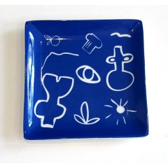 Assiette carrée en porcelaine 12 x 12 cm Icons Blue A FUTURE PERFECT, vue de haut