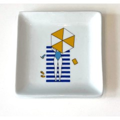 Small square porcelain tray 12 x 12 cm Under the umbrella A FUTURE PERFECT, top view
