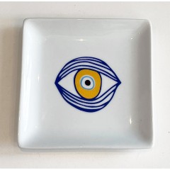 Assiette carrée en porcelaine 12 x 12 cm Eye Blue A FUTURE PERFECT, vue de haut