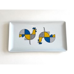 Assiette / Plateau rectangulaire en porcelaine 13 x 24 cm Rooster A FUTURE PERFECT, vue de haut