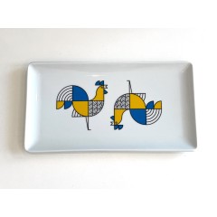 Rectangular porcelain tray 13 x 24 cm Rooster A FUTURE PERFECT, top view