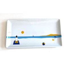 Assiette / Plateau rectangulaire en porcelaine 13 x 24 cm Beach A FUTURE PERFECT, vue de haut