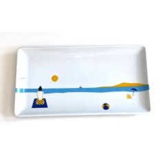 Rectangular porcelain tray 13 x 24 cm Beach A FUTURE PERFECT, top view
