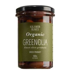 Natural "Kalamon" Olives 180g GREENOLIA, front view