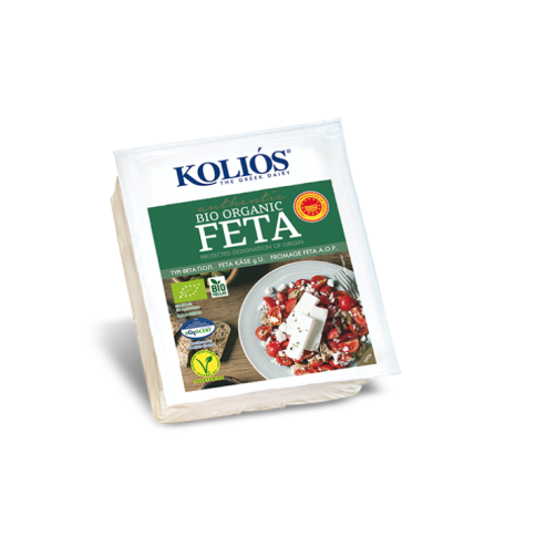 Organic Feta vacuum packed 200g KOLIOS, front view