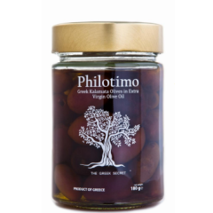 Olives bio de Kalamata 310g PHILOTIMO, vue de face