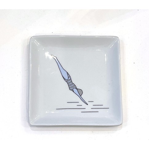 Small square porcelain tray 12 x 12 cm Diver A FUTURE PERFECT, top view