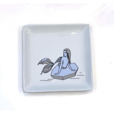 Assiette carrée en porcelaine 12 x 12 cm Mermaid A FUTURE PERFECT, vue de haut