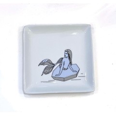 Assiette carrée en porcelaine 12 x 12 cm Mermaid A FUTURE PERFECT, vue de haut