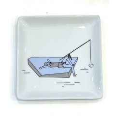 Small square porcelain tray 12 x 12 cm Fisherman A FUTURE PERFECT, top view
