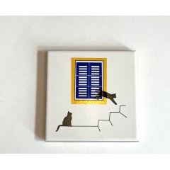 Ceramic coasters - Cat-window