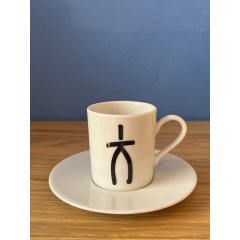 Espresso porcelain cup and its plate Human A FUTURE PERFECT, front view